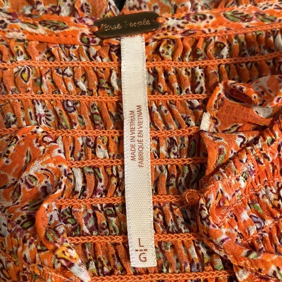 Free People Lela blouse retro inspired floral print orange background - Picture 7 of 16